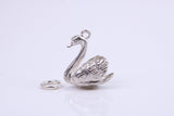 Swan Charm, Made from Solid Cast Silver, Complete with Attachment Link