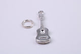 Guitar Charm, Traditional Charm, Made from Solid 925 Grade Sterling Silver, Complete with Attachment Link