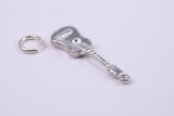 Guitar Charm, Traditional Charm, Made from Solid 925 Grade Sterling Silver, Complete with Attachment Link