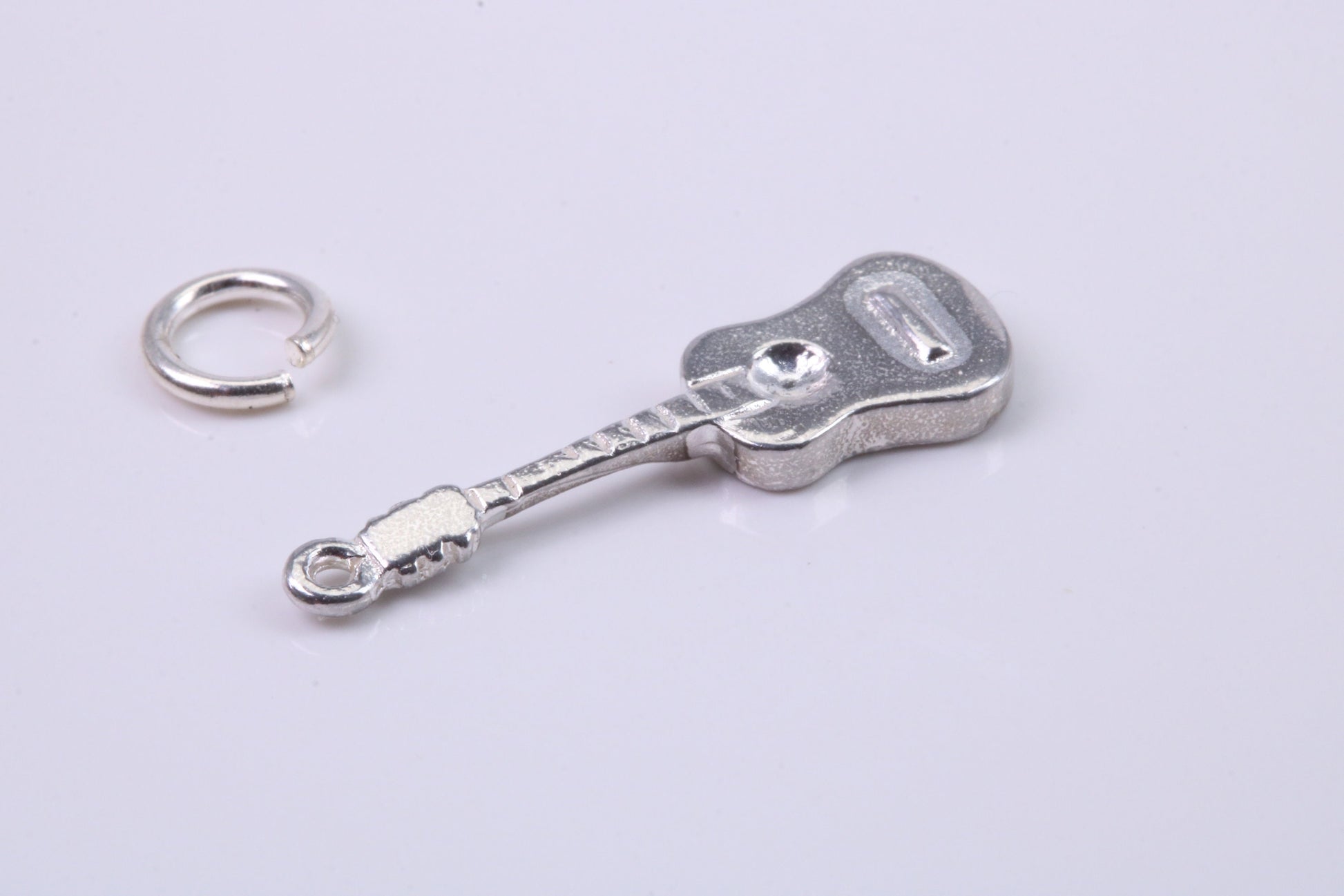 Guitar Charm, Traditional Charm, Made from Solid 925 Grade Sterling Silver, Complete with Attachment Link