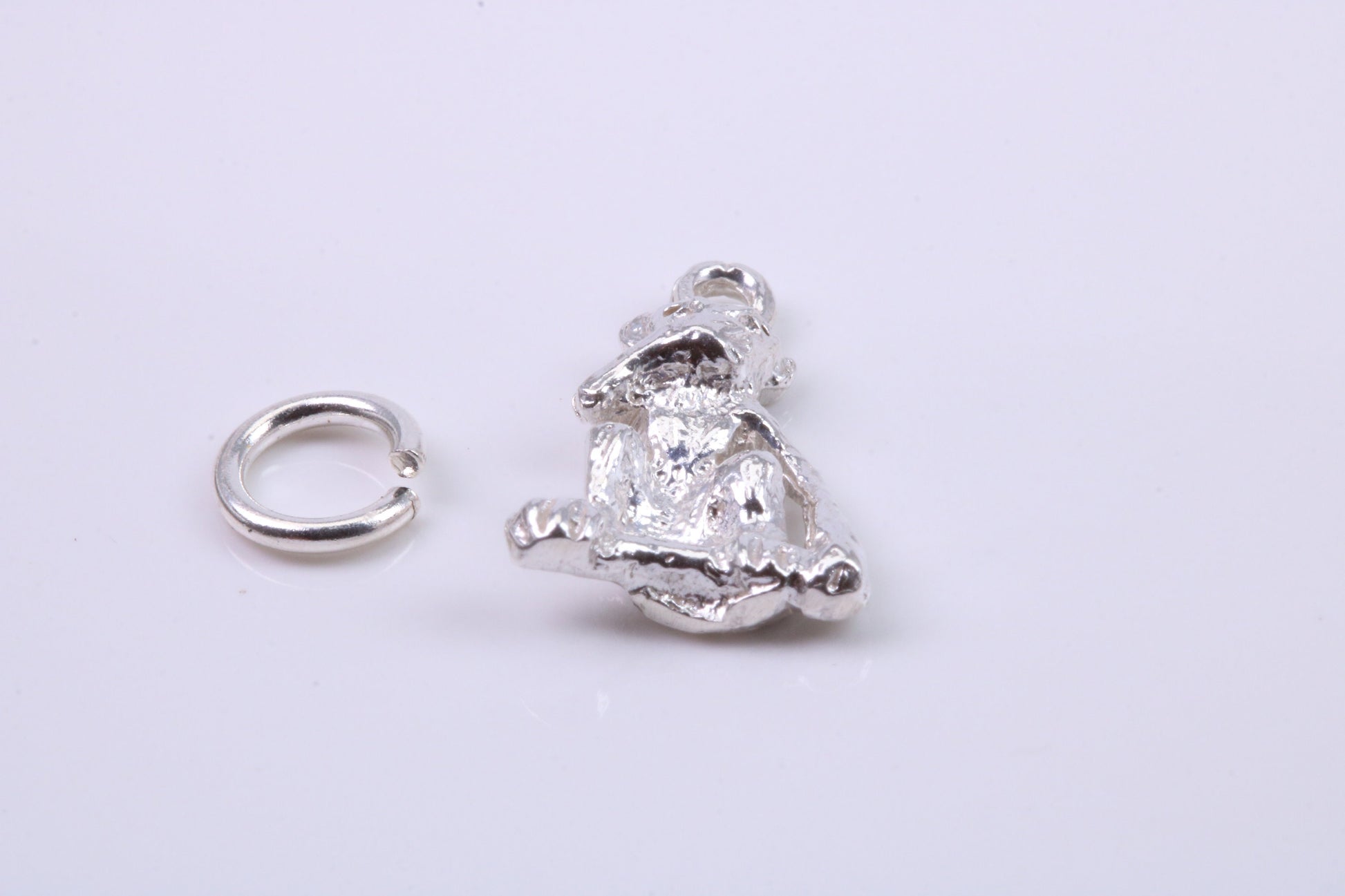Speak no Evil Monkey Charm, Traditional Charm, Made from Solid 925 Grade Sterling Silver, Complete with Attachment Link