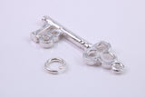 18th Birthday Key Charm, Traditional Charm, Made from Solid 925 Grade Sterling Silver, Complete with Attachment Link