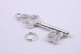 18th Birthday Key Charm, Traditional Charm, Made from Solid 925 Grade Sterling Silver, Complete with Attachment Link