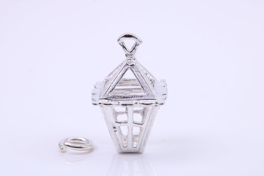 Lantern Charm, Traditional Charm, Made from Solid 925 Grade Sterling Silver, Complete with Attachment Link