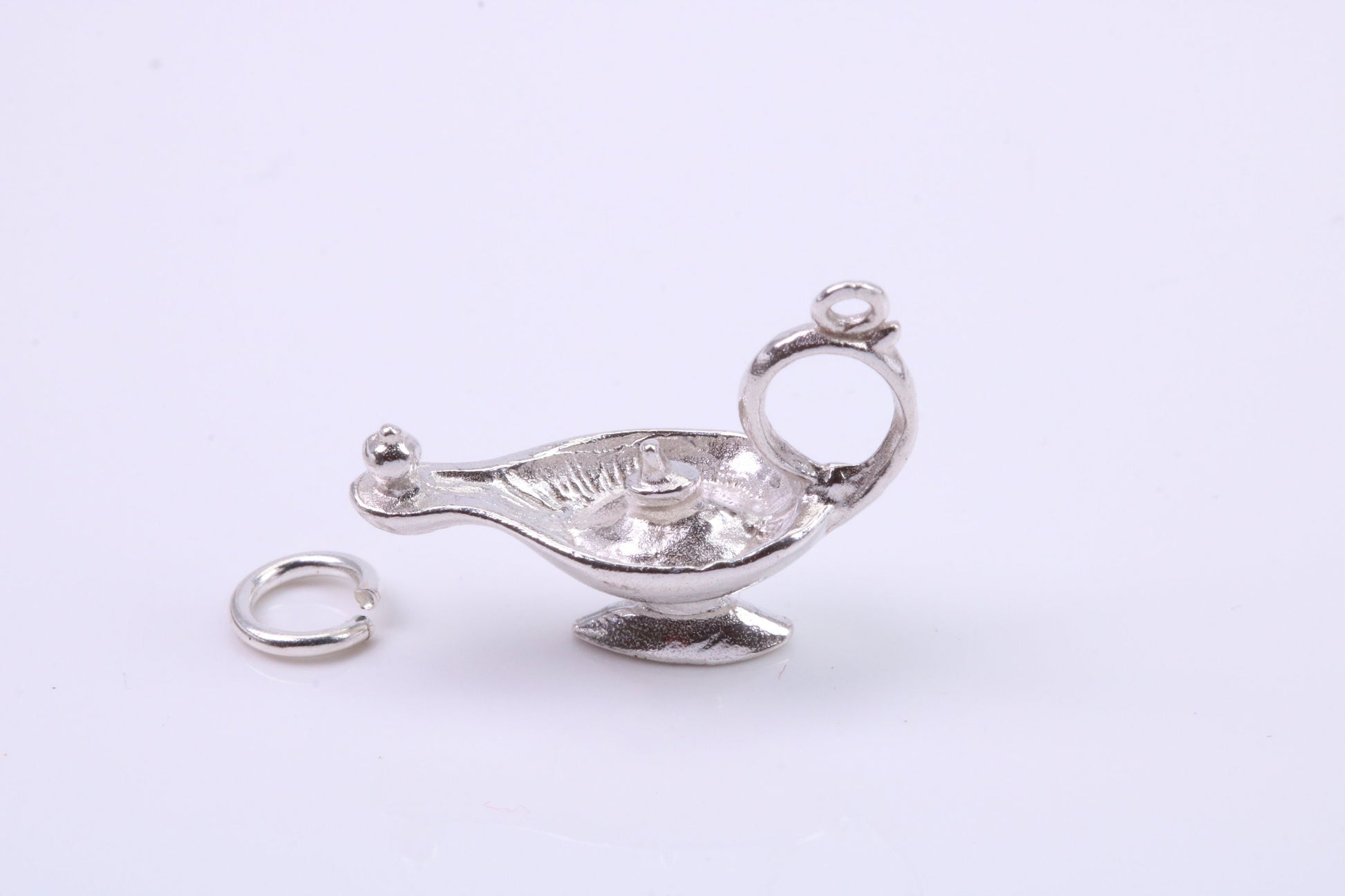 Magic Genie Lamp Charm, Traditional Charm, Made from Solid 925 Grade Sterling Silver, Complete with Attachment Link