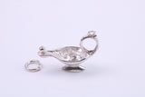 Magic Genie Lamp Charm, Traditional Charm, Made from Solid 925 Grade Sterling Silver, Complete with Attachment Link