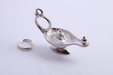 Magic Genie Lamp Charm, Traditional Charm, Made from Solid 925 Grade Sterling Silver, Complete with Attachment Link