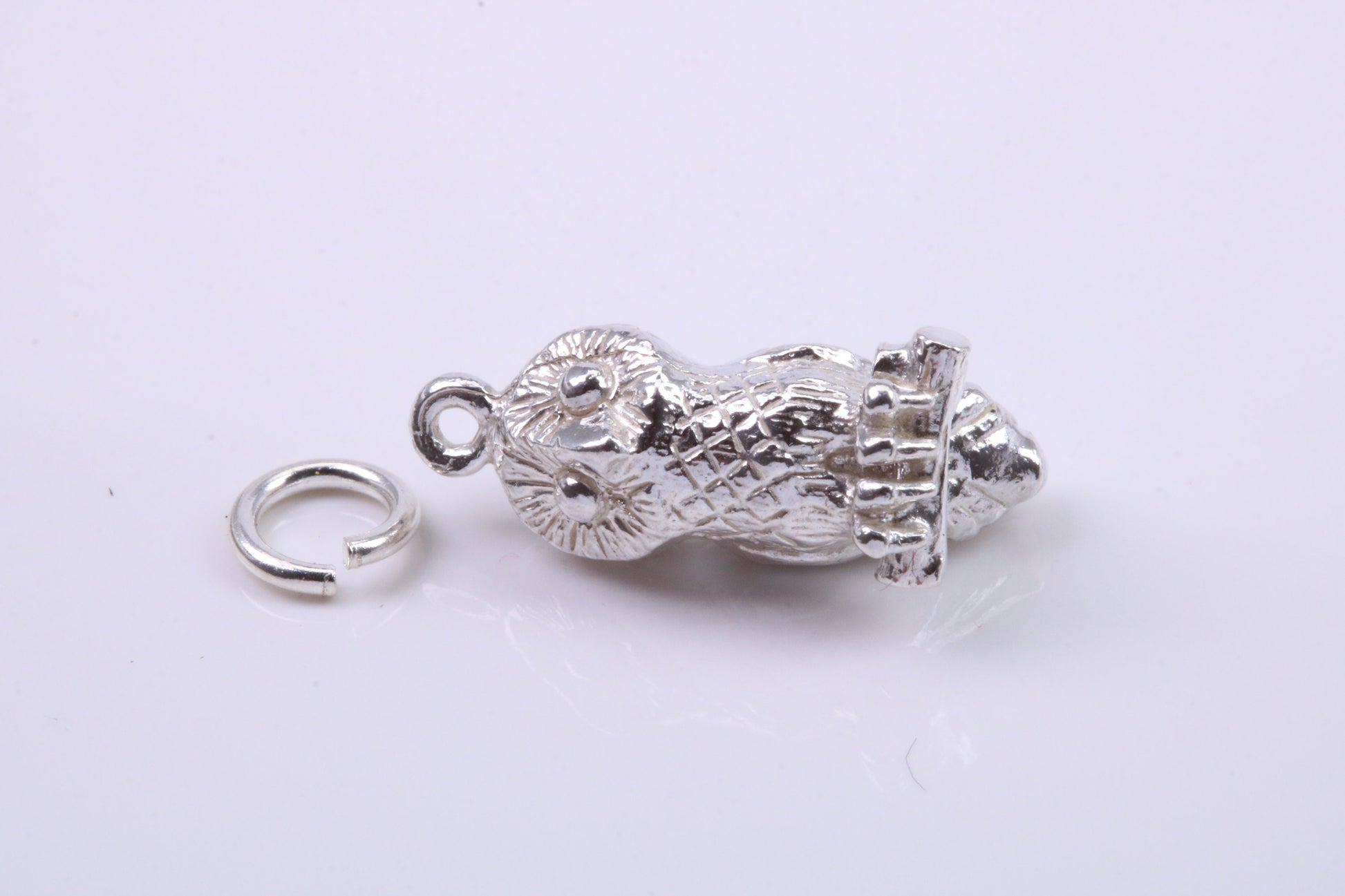 Owl Charm, Traditional Charm, Made from Solid 925 Grade Sterling Silver, Complete with Attachment Link