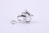 Performing Dolphins Charm, Traditional Charm, Made from Solid 925 Grade Sterling Silver, Complete with Attachment Link