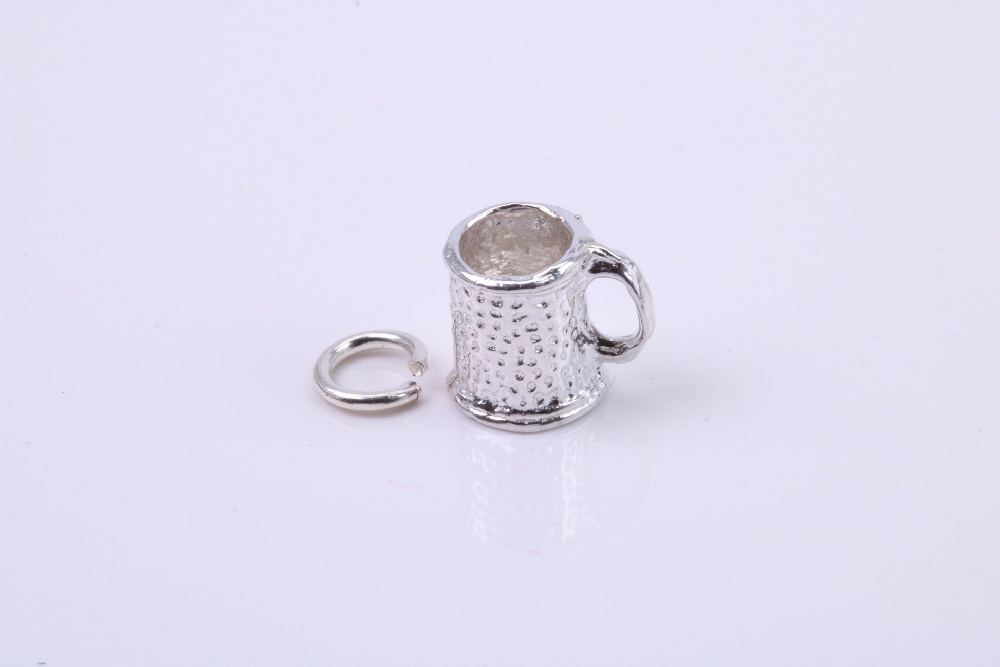 Beer Tankard Charm, Traditional Charm, Made from Solid 925 Grade Sterling Silver, Complete with Attachment Link