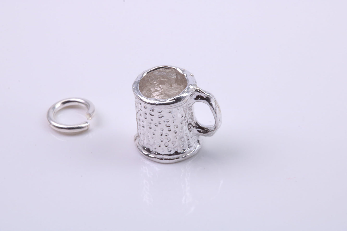 Beer Tankard Charm, Traditional Charm, Made from Solid 925 Grade Sterling Silver, Complete with Attachment Link