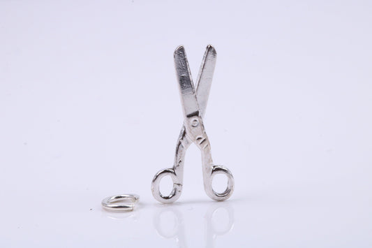 Scissor Charm, Traditional Charm, Made from Solid 925 Grade Sterling Silver, Complete with Attachment Link