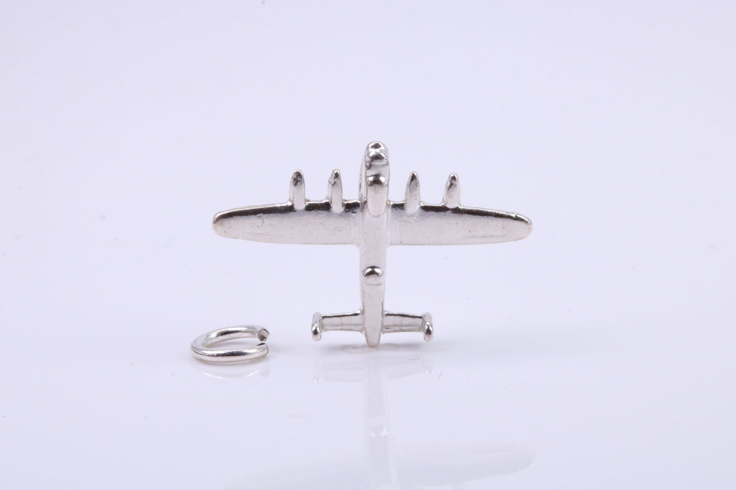 Bomber Airplane Charm, Traditional Charm, Made from Solid 925 Grade Sterling Silver, Complete with Attachment Link
