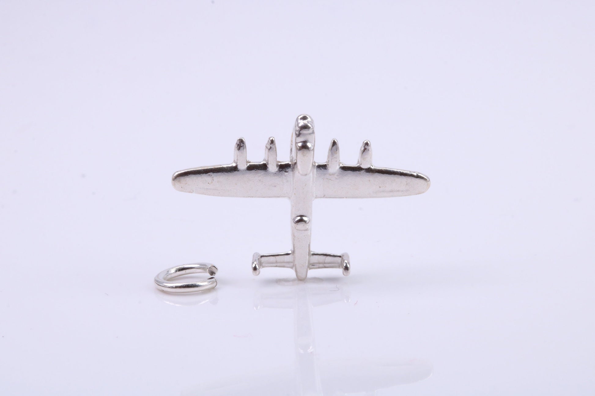 Bomber Airplane Charm, Traditional Charm, Made from Solid 925 Grade Sterling Silver, Complete with Attachment Link