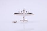 Bomber Airplane Charm, Made from Solid Cast Silver, Complete with Attachment Link