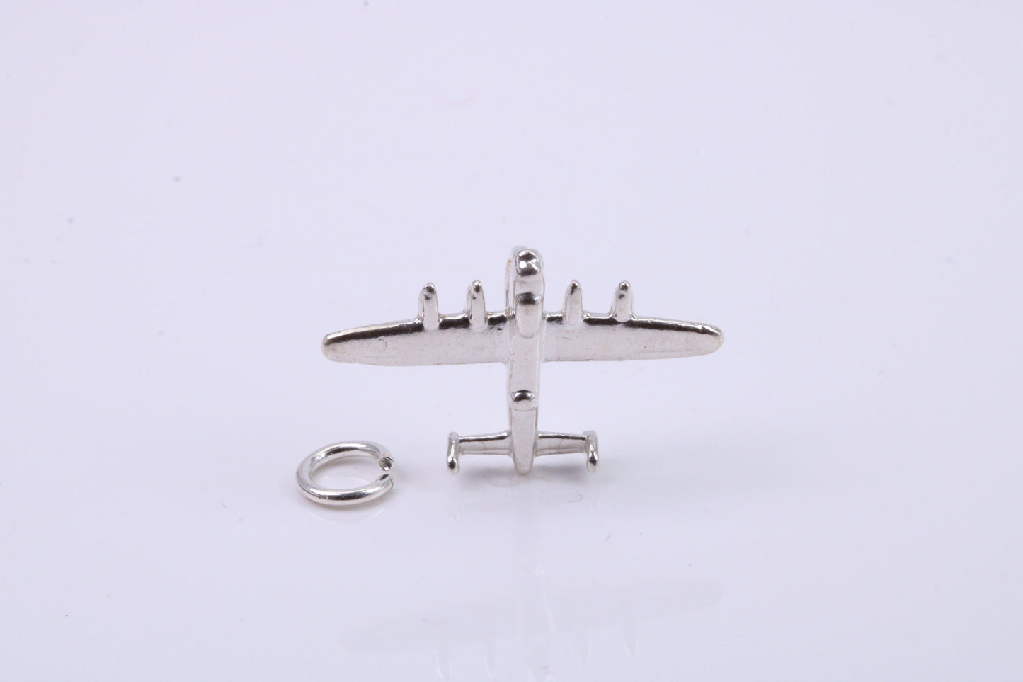 Bomber Airplane Charm, Traditional Charm, Made from Solid 925 Grade Sterling Silver, Complete with Attachment Link