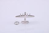 Bomber Airplane Charm, Made from Solid Cast Silver, Complete with Attachment Link