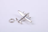 Bomber Airplane Charm, Made from Solid Cast Silver, Complete with Attachment Link