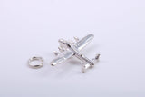 Bomber Airplane Charm, Made from Solid Cast Silver, Complete with Attachment Link