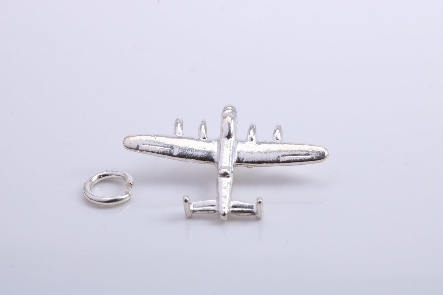 Bomber Airplane Charm, Traditional Charm, Made from Solid 925 Grade Sterling Silver, Complete with Attachment Link