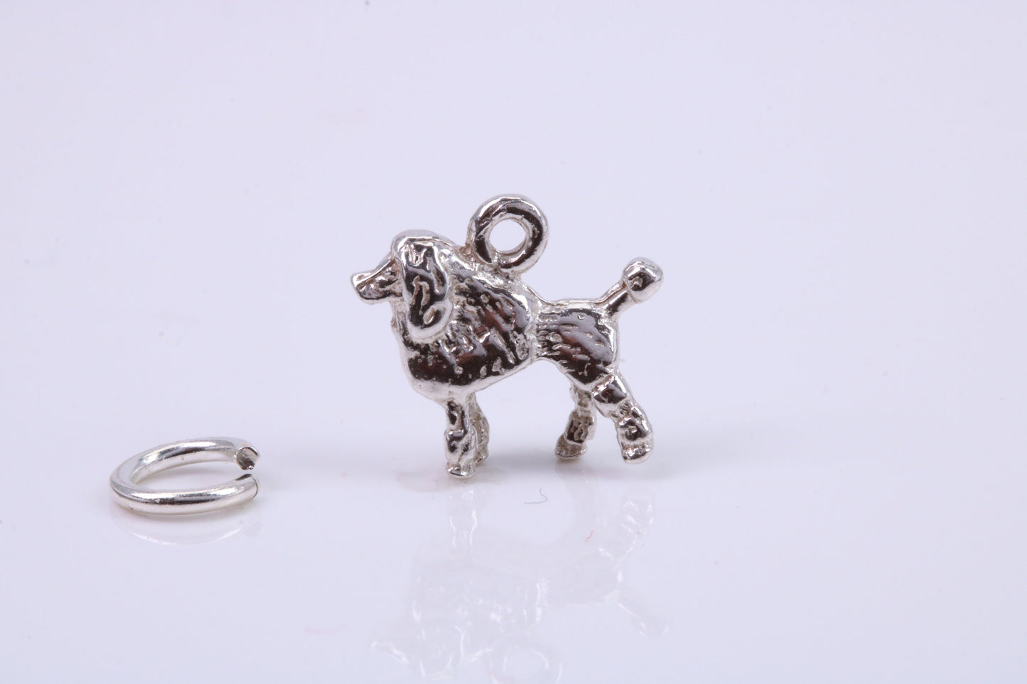 Poodle Dog Charm, Traditional Charm, Made from Solid 925 Grade Sterling Silver, Complete with Attachment Link