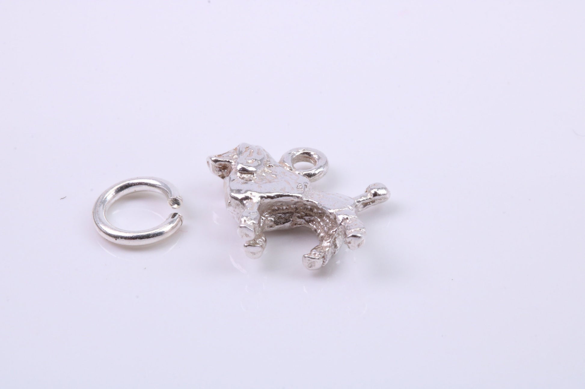 Poodle Dog Charm, Traditional Charm, Made from Solid 925 Grade Sterling Silver, Complete with Attachment Link