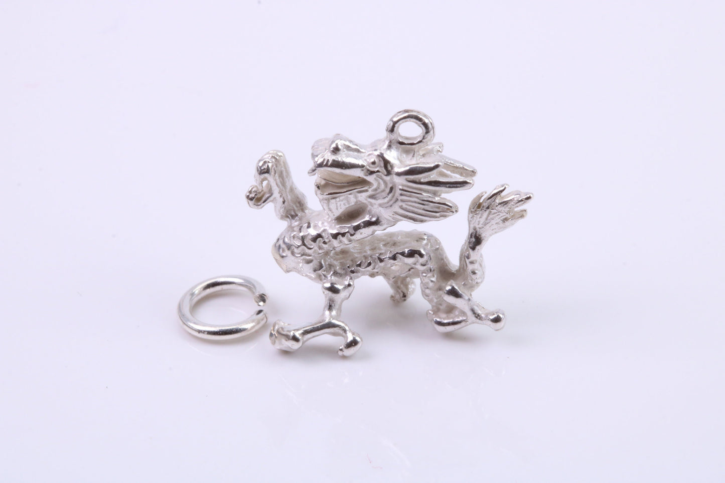 Oriental Dragon Charm, Traditional Charm, Made from Solid 925 Grade Sterling Silver, Complete with Attachment Link