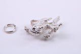 Oriental Dragon Charm, Traditional Charm, Made from Solid 925 Grade Sterling Silver, Complete with Attachment Link