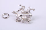 Oriental Dragon Charm, Traditional Charm, Made from Solid 925 Grade Sterling Silver, Complete with Attachment Link