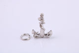 Anchor Charm, Traditional Charm, Made from Solid 925 Grade Sterling Silver, Complete with Attachment Link