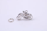 Biker Charm, Traditional Charm, Made from Solid 925 Grade Sterling Silver, Complete with Attachment Link