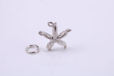 Star Fish Charm, Traditional Charm, Made from Solid 925 Grade Sterling Silver, Complete with Attachment Link