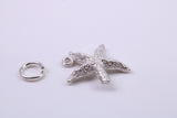 Star Fish Charm, Traditional Charm, Made from Solid 925 Grade Sterling Silver, Complete with Attachment Link