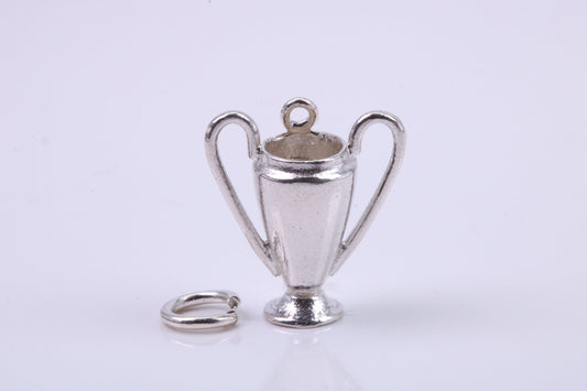 Sports Trophy Charm, Traditional Charm, Made from Solid 925 Grade Sterling Silver, Complete with Attachment Link