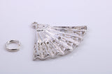 Oriental Fan Charm, Traditional Charm, Made from Solid 925 Grade Sterling Silver, Complete with Attachment Link
