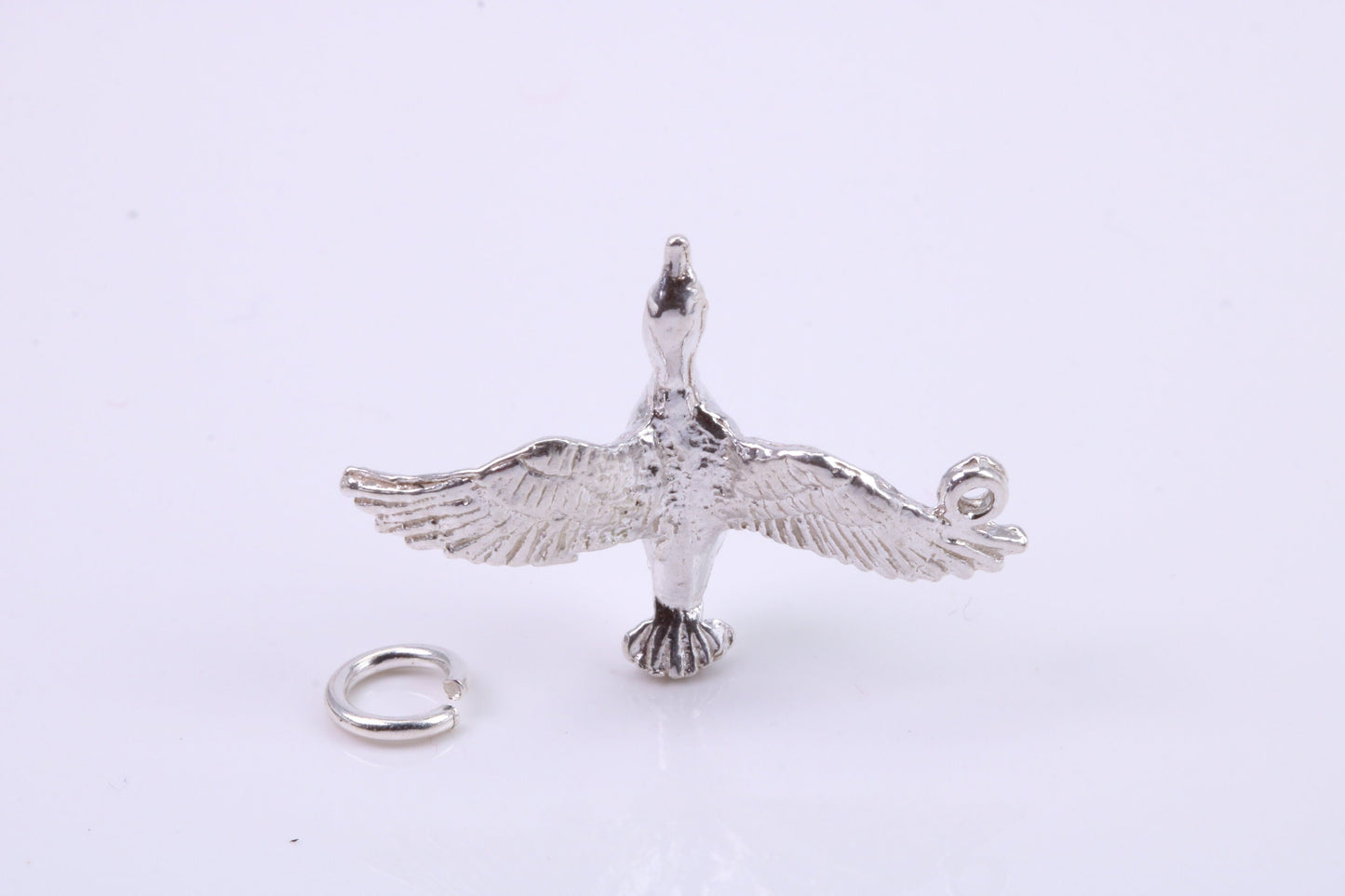 Flying Swan Charm, Traditional Charm, Made from Solid 925 Grade Sterling Silver, Complete with Attachment Link