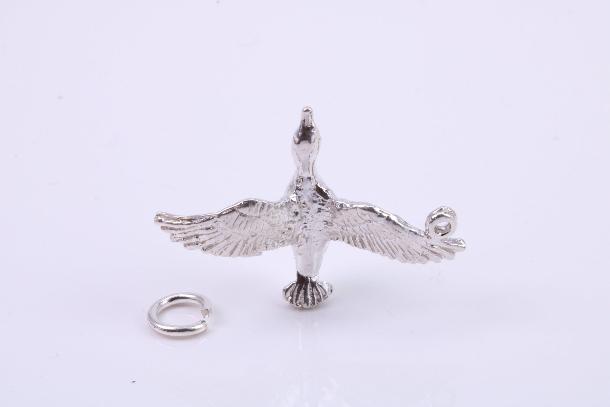 Flying Swan Charm, Traditional Charm, Made from Solid 925 Grade Sterling Silver, Complete with Attachment Link