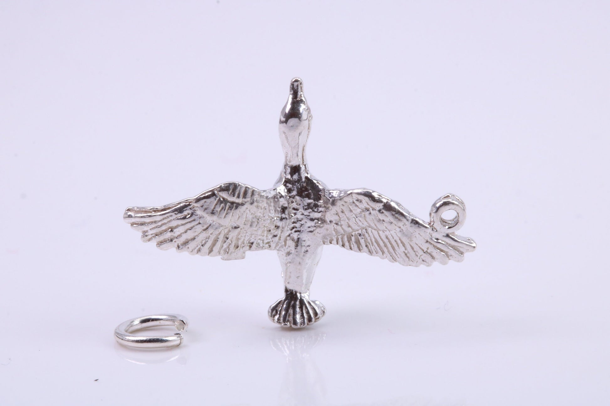 Flying Swan Charm, Traditional Charm, Made from Solid 925 Grade Sterling Silver, Complete with Attachment Link