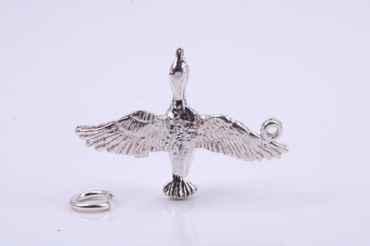 Flying Swan Charm, Traditional Charm, Made from Solid 925 Grade Sterling Silver, Complete with Attachment Link