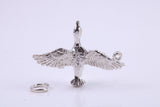 Flying Swan Charm, Traditional Charm, Made from Solid 925 Grade Sterling Silver, Complete with Attachment Link