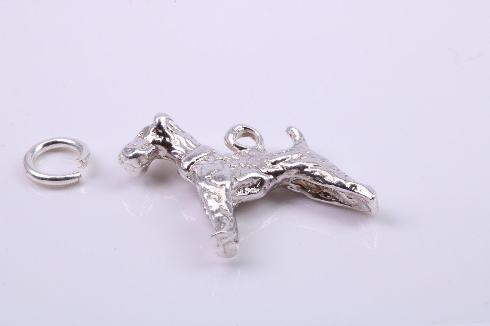 Schnauzer Dog Charm, Traditional Charm, Made from Solid 925 Grade Sterling Silver, Complete with Attachment Link