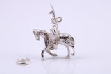 Knight on Horse Charm, Traditional Charm, Made from Solid 925 Grade Sterling Silver, Complete with Attachment Link