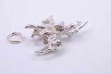 Knight on Horse Charm, Traditional Charm, Made from Solid 925 Grade Sterling Silver, Complete with Attachment Link