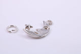 Moon and Star Charm, Traditional Charm, Made from Solid 925 Grade Sterling Silver, Complete with Attachment Link