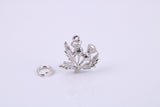 Thistle Charm, Traditional Charm, Made from Solid 925 Grade Sterling Silver, Complete with Attachment Link