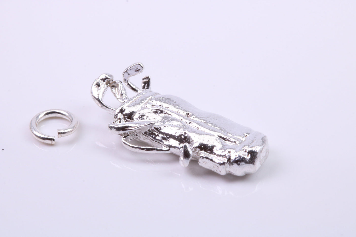 Golf Bag Charm, Traditional Charm, Made from Solid 925 Grade Sterling Silver, Complete with Attachment Link