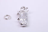 Golf Bag Charm, Traditional Charm, Made from Solid 925 Grade Sterling Silver, Complete with Attachment Link