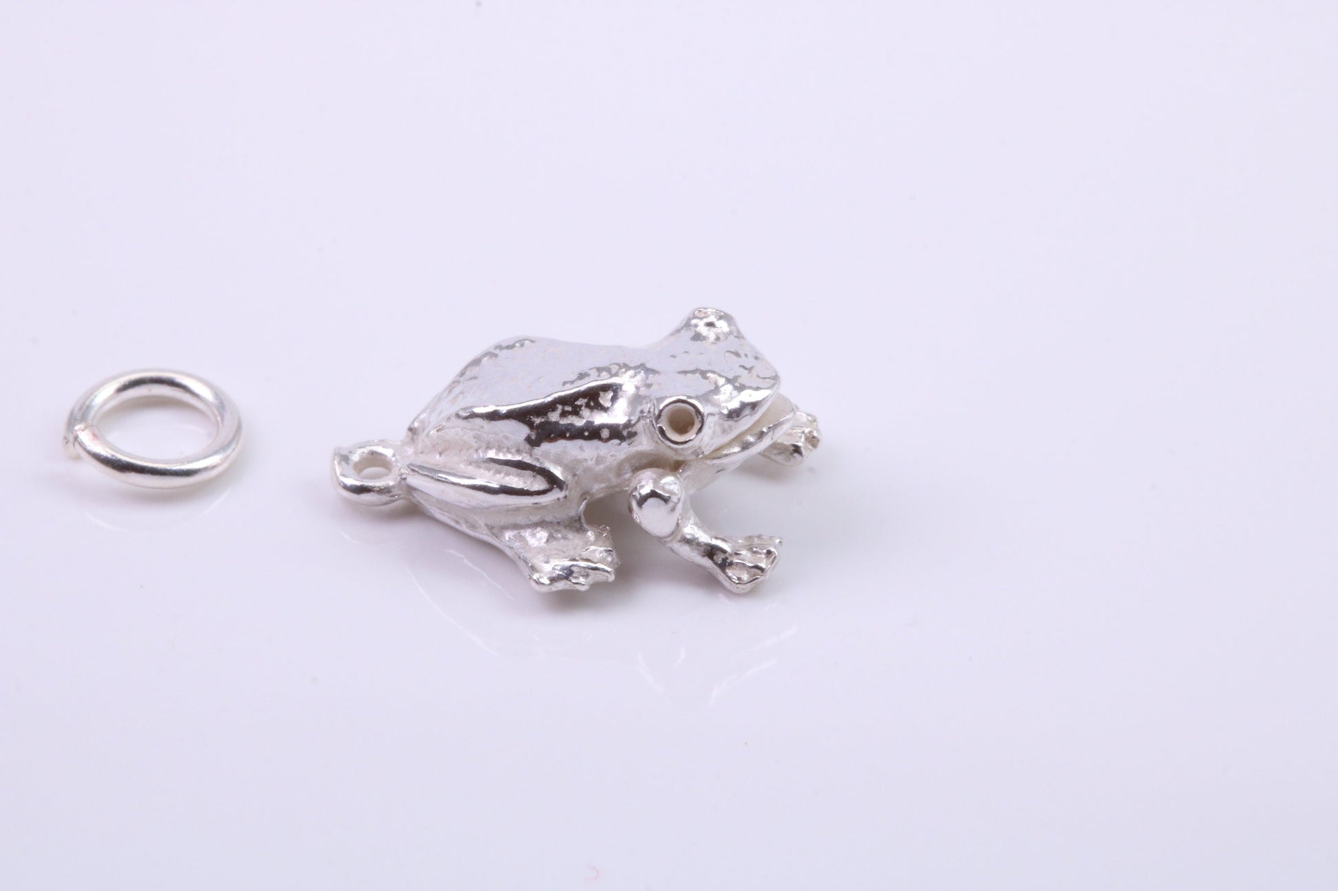 Frog Charm, Traditional Charm, Made from Solid 925 Grade Sterling Silver, Complete with Attachment Link