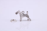 Airedale Terrier Dog Charm, Traditional Charm, Made from Solid 925 Grade Sterling Silver, Complete with Attachment Link