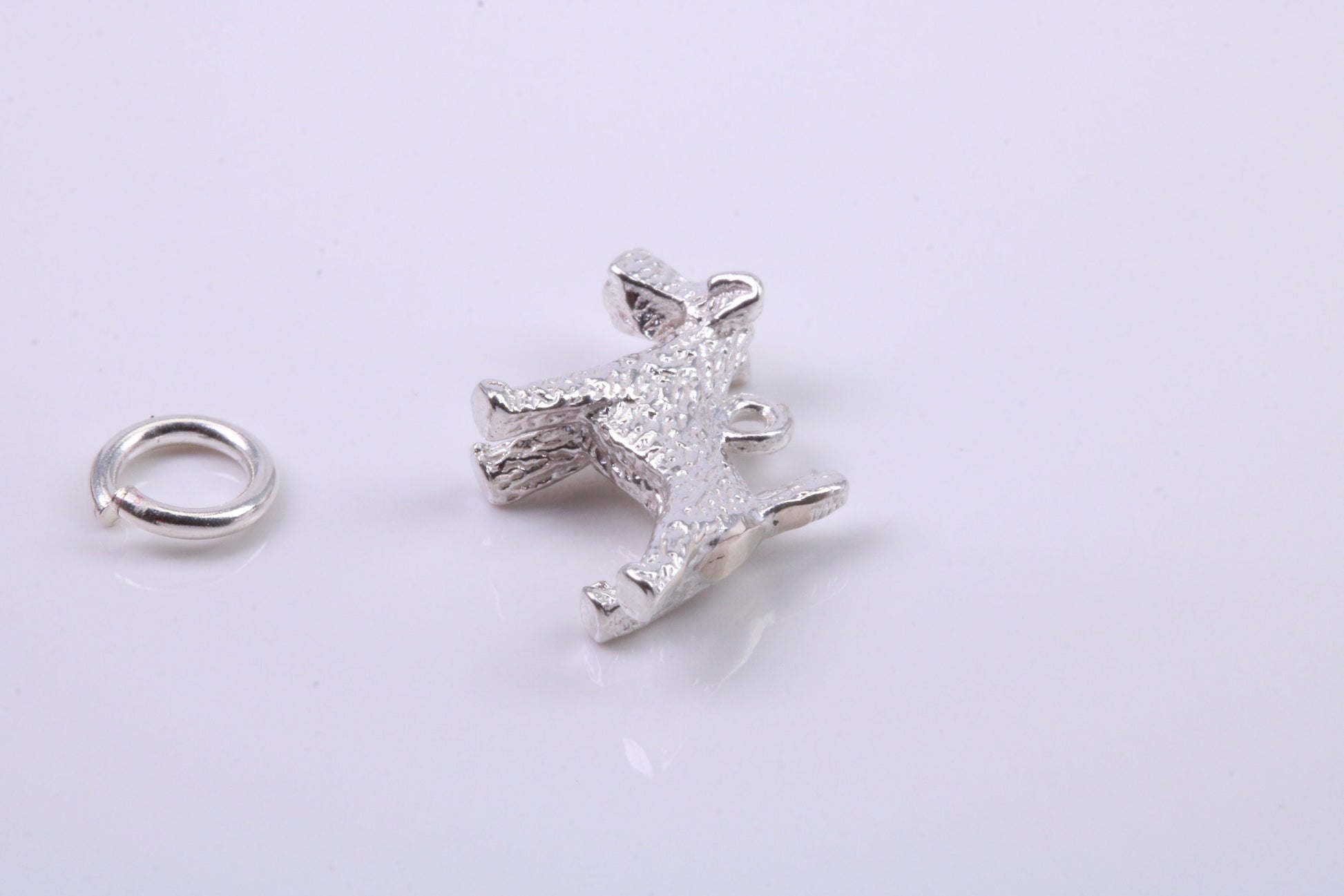 Airedale Terrier Dog Charm, Traditional Charm, Made from Solid 925 Grade Sterling Silver, Complete with Attachment Link